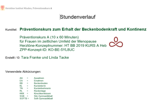 BB-Konzept Konzept B für BB-Präventionskurs mit 8x75 Minuten